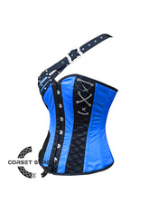 Blue and Black Satin Gothic Steampunk Costume Overbust Bustier Top
